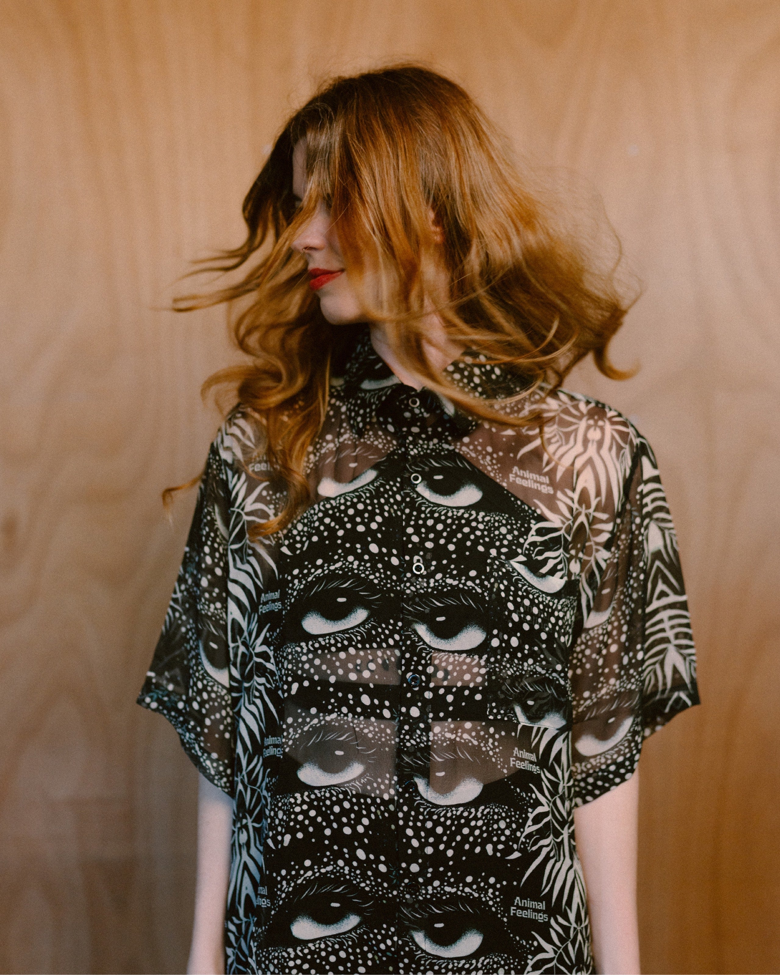 Woman wearing the Animal Feelings shirt by Leon Dream