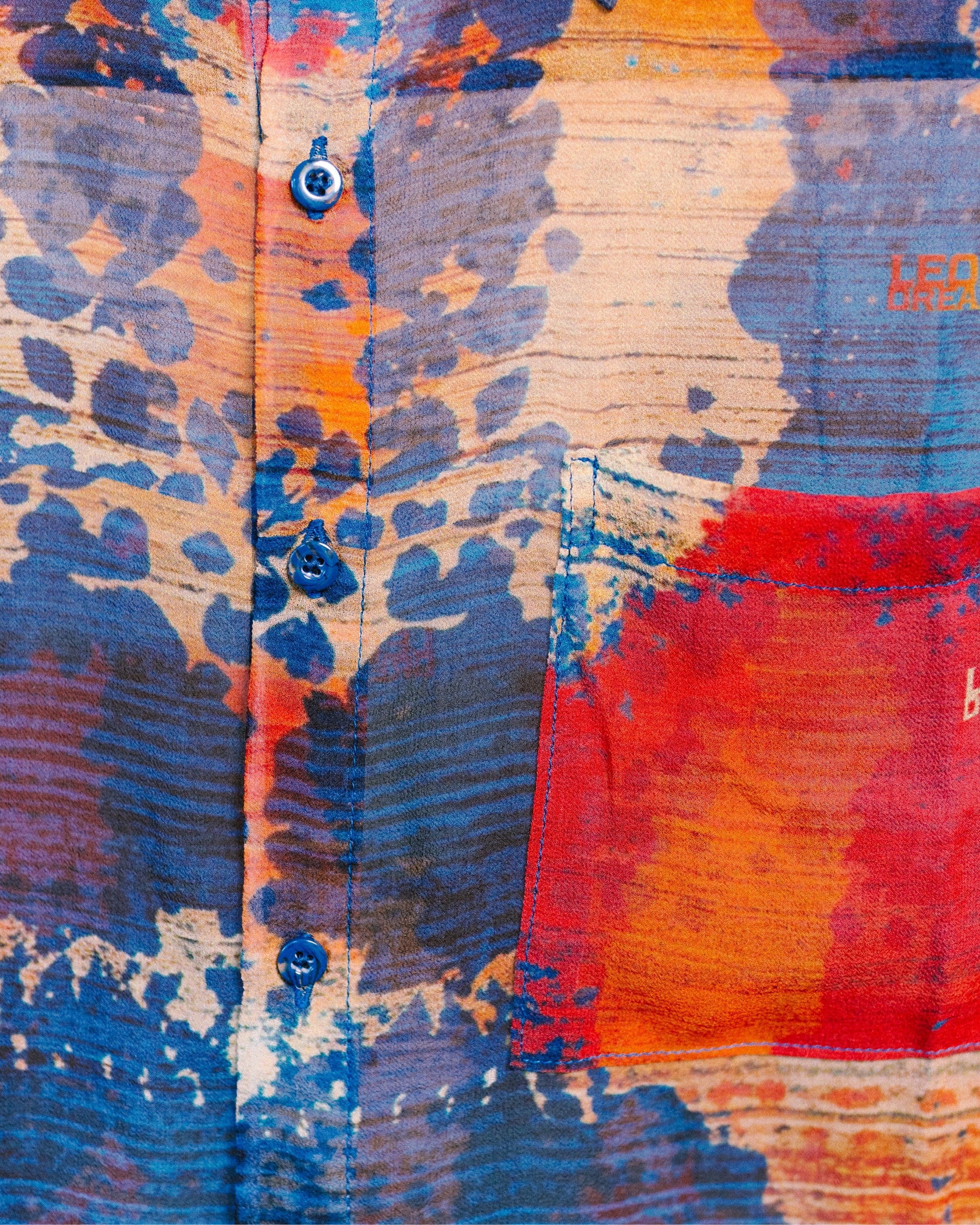 Close-up shot of the Desert Vision pattern on shirt by Leon Dream