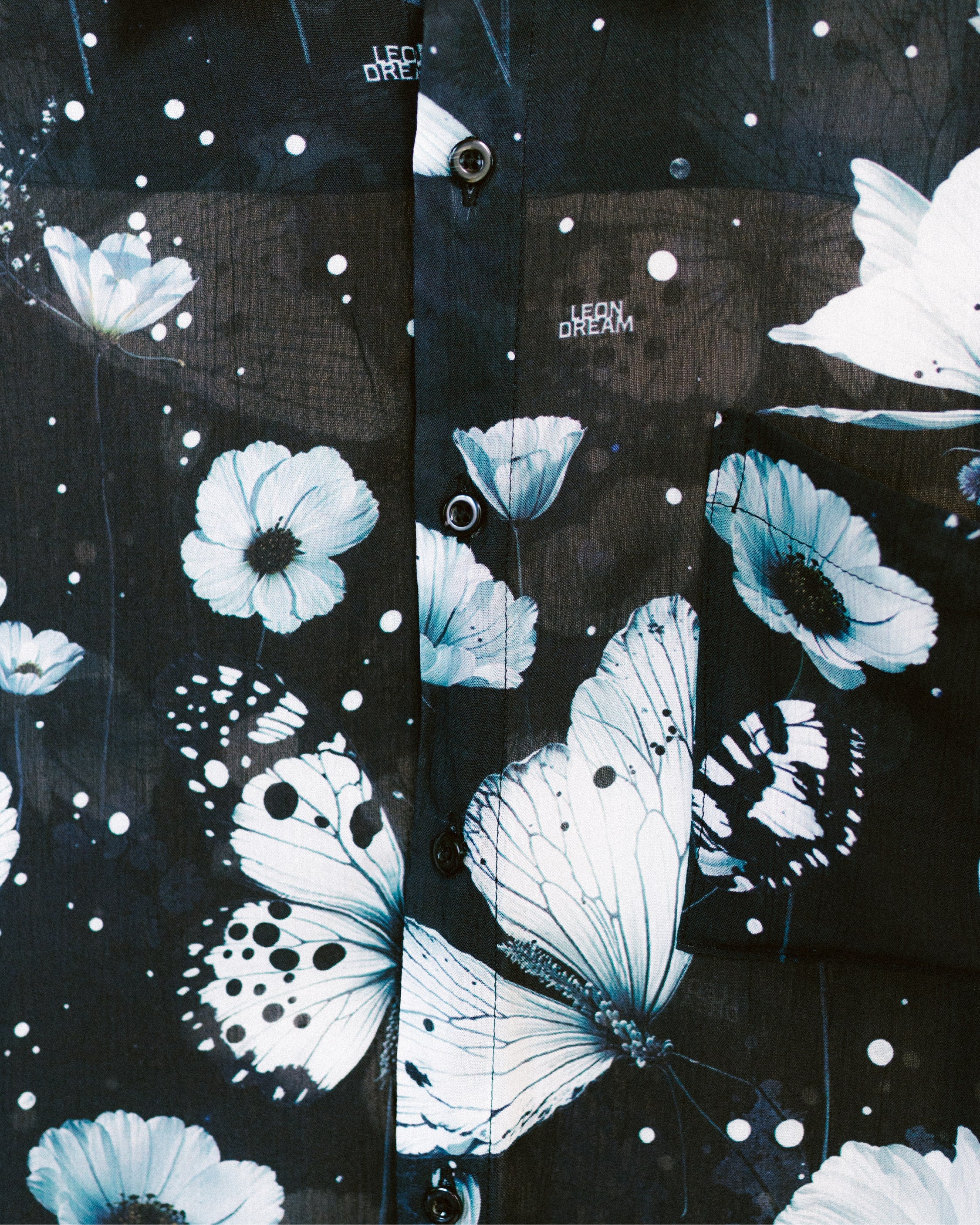 Close-up shot of the Feel Alive patterns on Shirt by Leon Dream