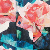 Close-up shot of the patterns of the Geometric Roses bamboo shirt by Leon Dream