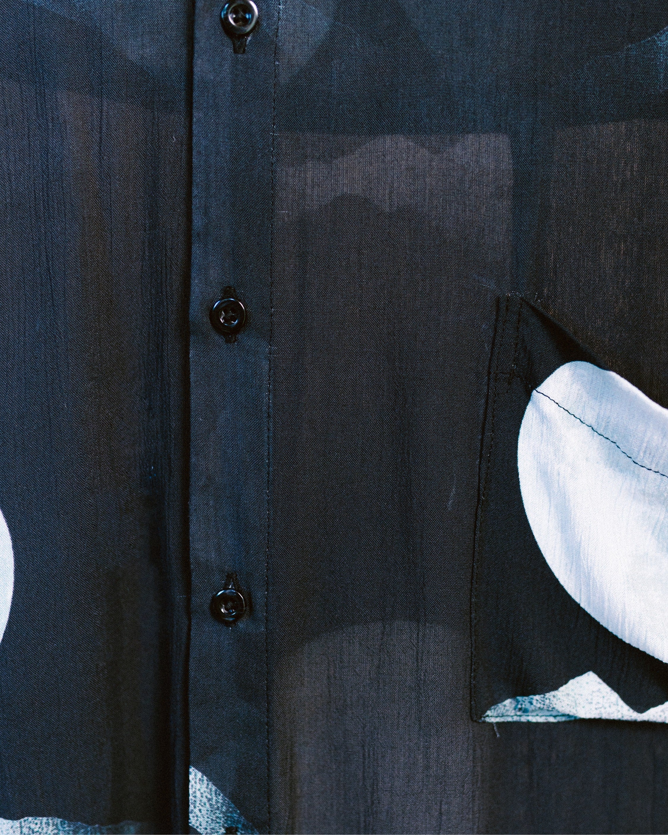 Close-up of the Moon Mountain shirt by Leon Dream.