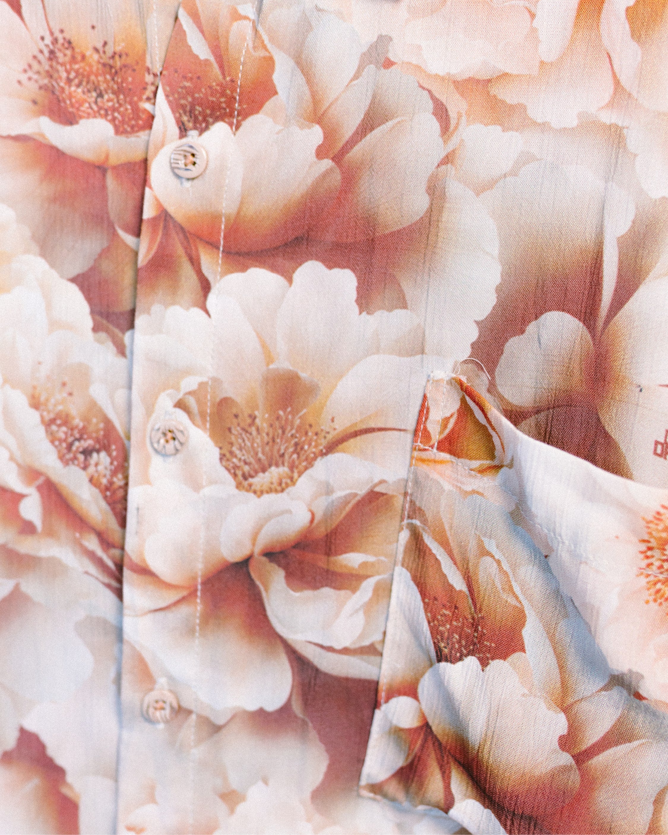 Detailed shot of the Plush Petals shirt pattern